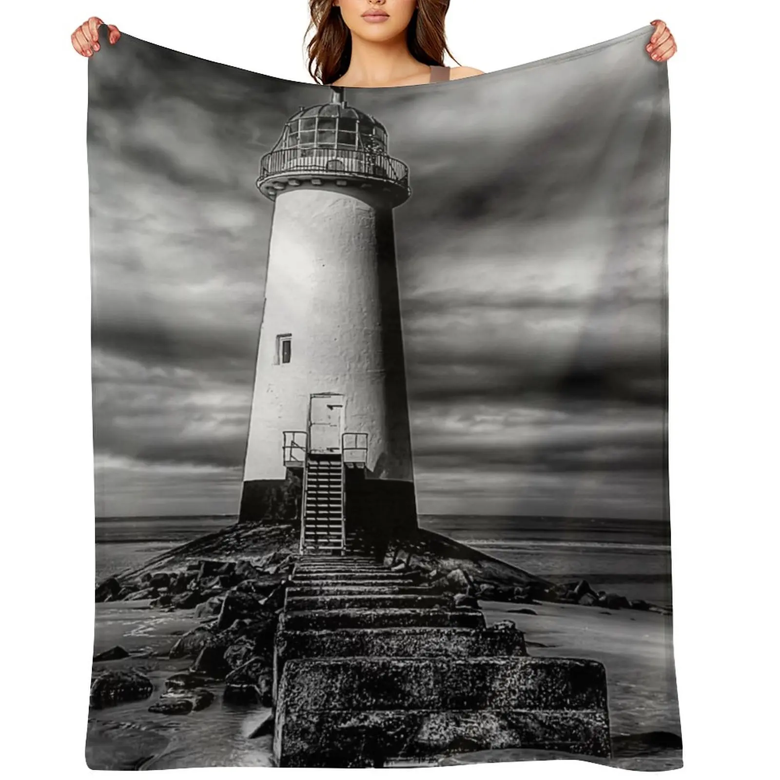 Фото Плед Talacre Lighthouse Point of Ayre Wales, мягкий клетчатый плед для диванов, декоративное покрывало для дивана №1