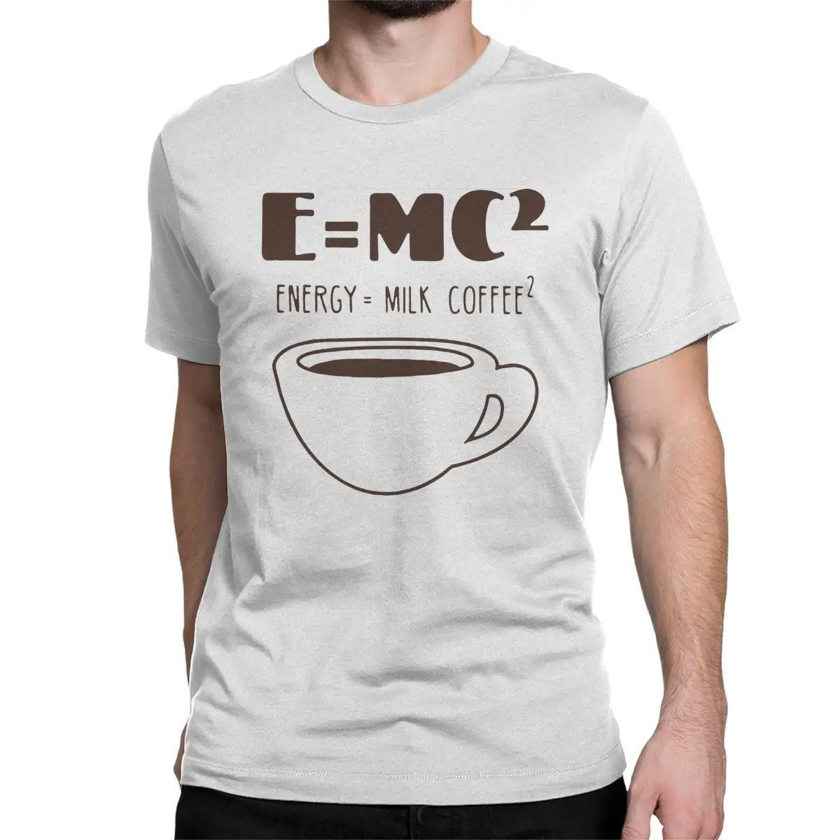 Men's T-Shirts E = MC ENERGY  MILK COFFEE  FUNNY Funny Pure Cotton Tees Short Sleeve T Shirt Crew Neck Clothes New Arrival