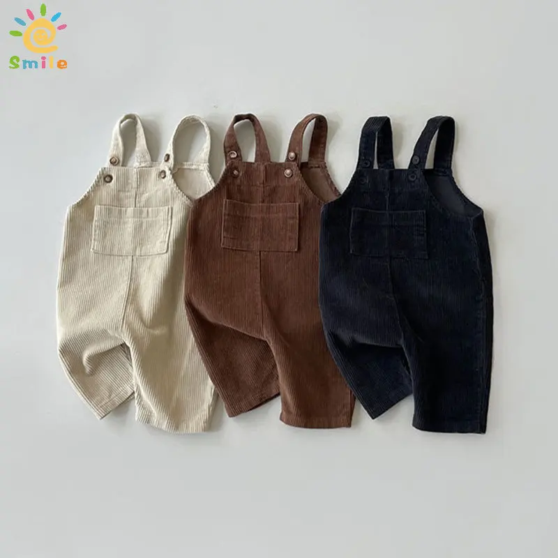 

2023 New Baby Sleeveless Corduroy Overalls Solid Newborn Baby Cotton Romper Kids Casual Strap Jumpsuit Autumn Infant Clothes