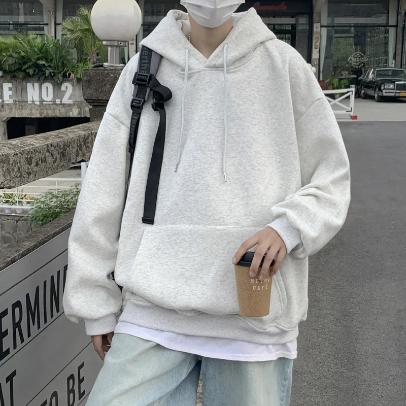 

Однотонная свободная японская зимняя одежда с капюшоном