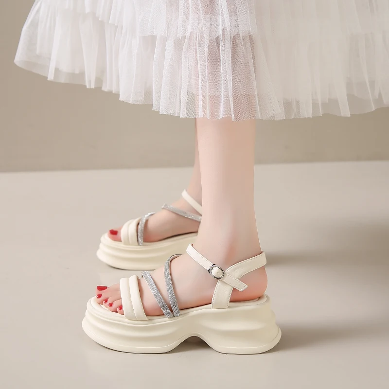 Сандалии женские на платформе босоножки молнии с пряжкой Сказочная модная