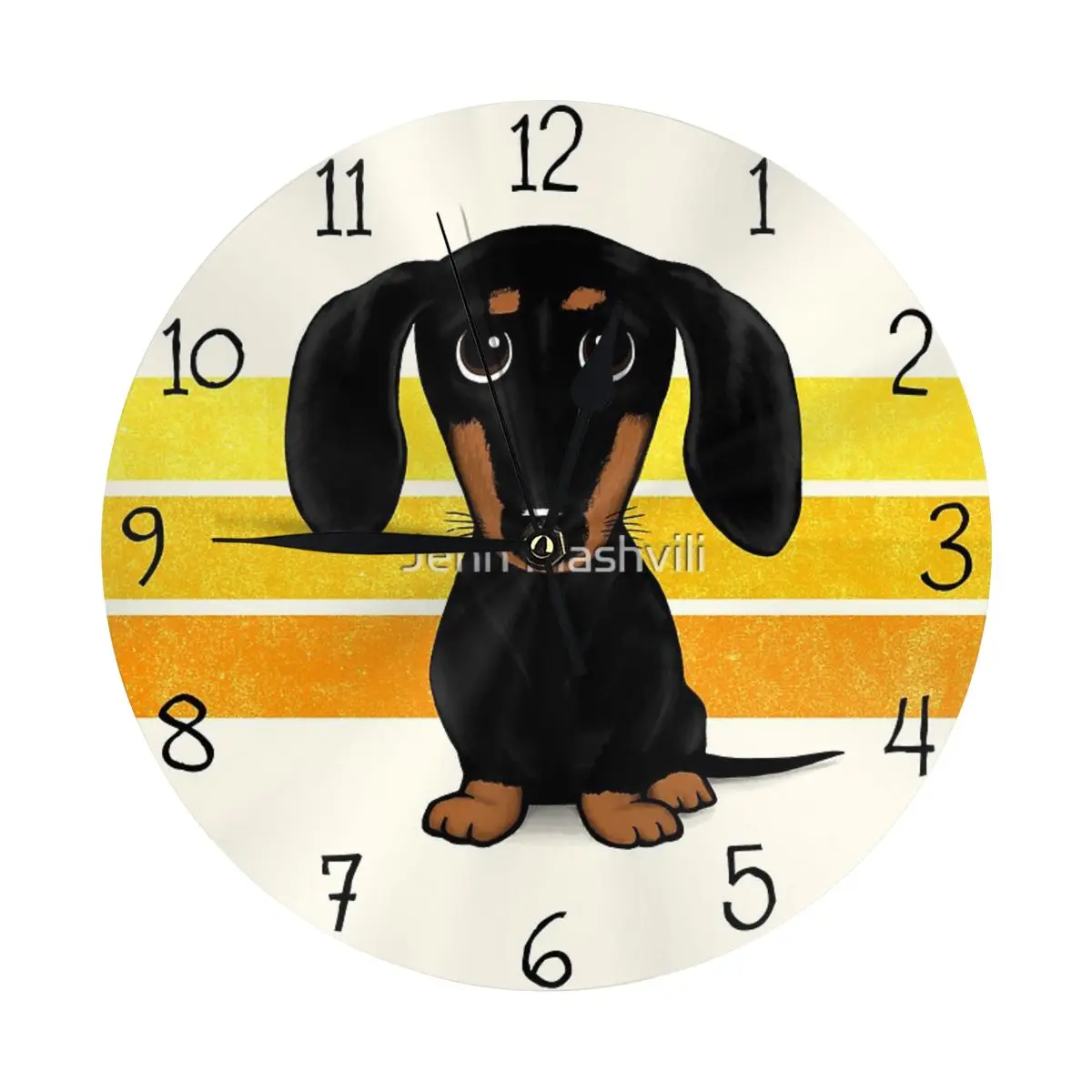 Милые Черные и Желтые гладкие часы с рисунком таксы мультяшной собаки украшение