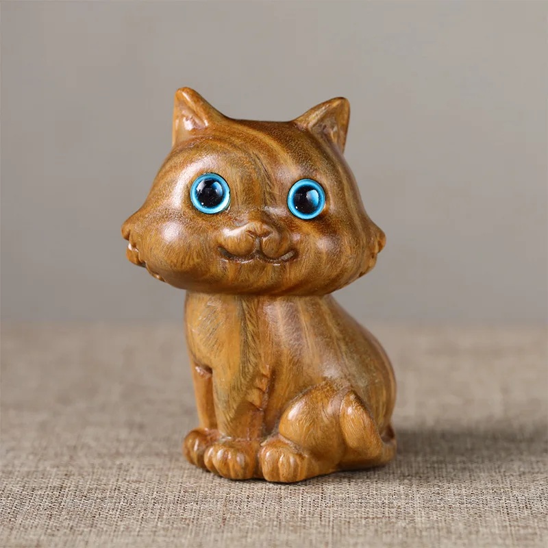 

Деревянный элегантный орнамент с изображением кота, креативные настольные аксессуары, мини-милые украшения для спальни, гостиной, коллекция сувениров