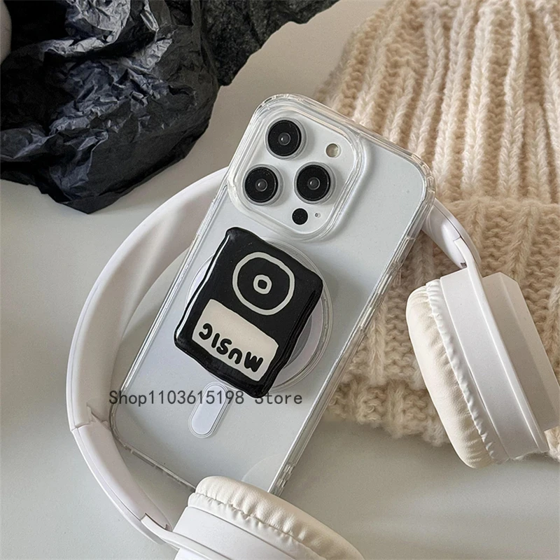 Фото Корейский милый Walkman для Magsafe, магнитный чехол для телефона Griptok Grip Tok, подставка для iPhone 16, складной чехол для беспроводной зарядки, кольцо-держатель №5