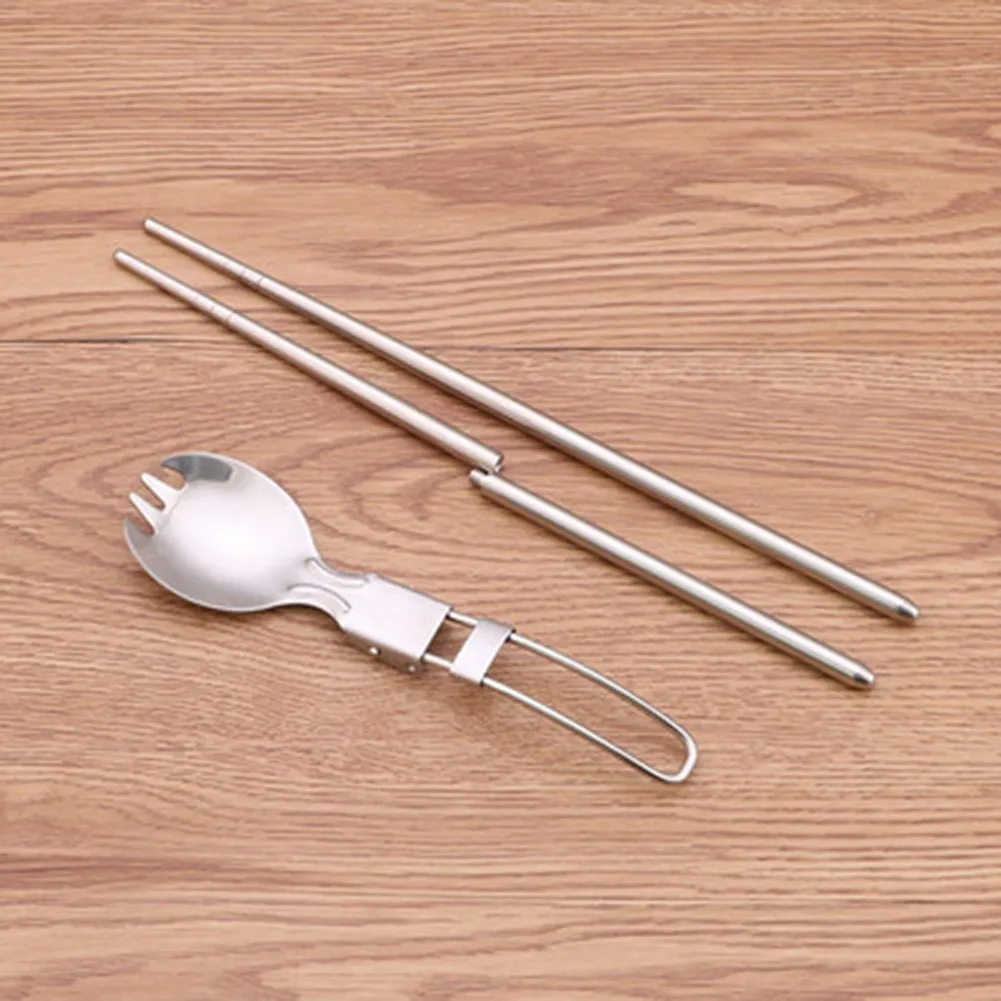 

Cooking Utensils Spoon Stainless Steel Utensil Set Attachment Camping Chopsticks Equipment Flatware Fork Hiking