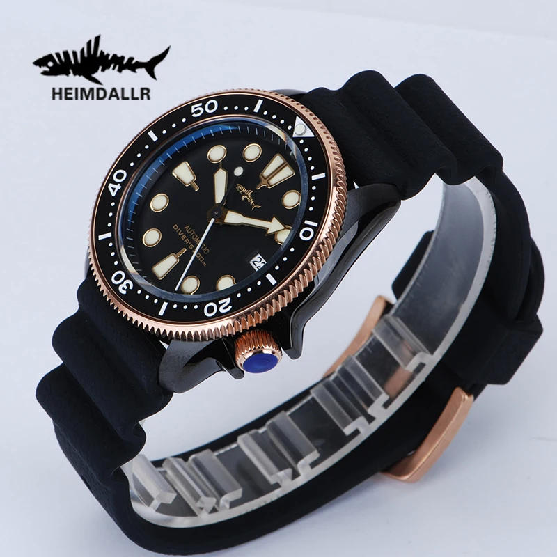 

Heimdallr PVD SKX007 Men's Diver Watch Sapphire Ceramic Bezel C3 Super Luminous Plated Case NH35 Movement 20Bar waterproof