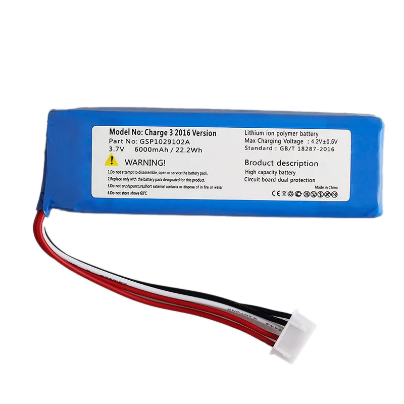 

Replacement 6000MAh Li-Polymer Battery Bateria GSP1029102A for JBL Charge 3 2016 Version
