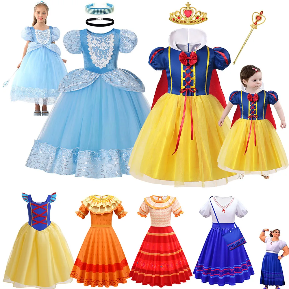 

Disney Princess Cosplay Dresses for Girls Snow White Cinderella Dresses Encanto Kids Birthday Halloween Xmas Carnival Costume