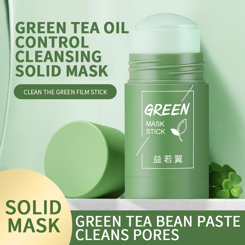 

40g Skin Repair Acne Remove Mud Mask Organic Green Tea Mask Stick Clay Mask Stick Face Beauty Care Skincare Tool Women Men