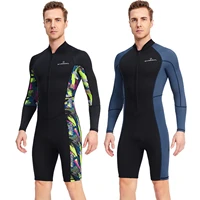 1 5mm neoprene shorty mens wetsuit uv proof front zip lycra long sleeves diving suit for underwater snorkeling swimming surfing