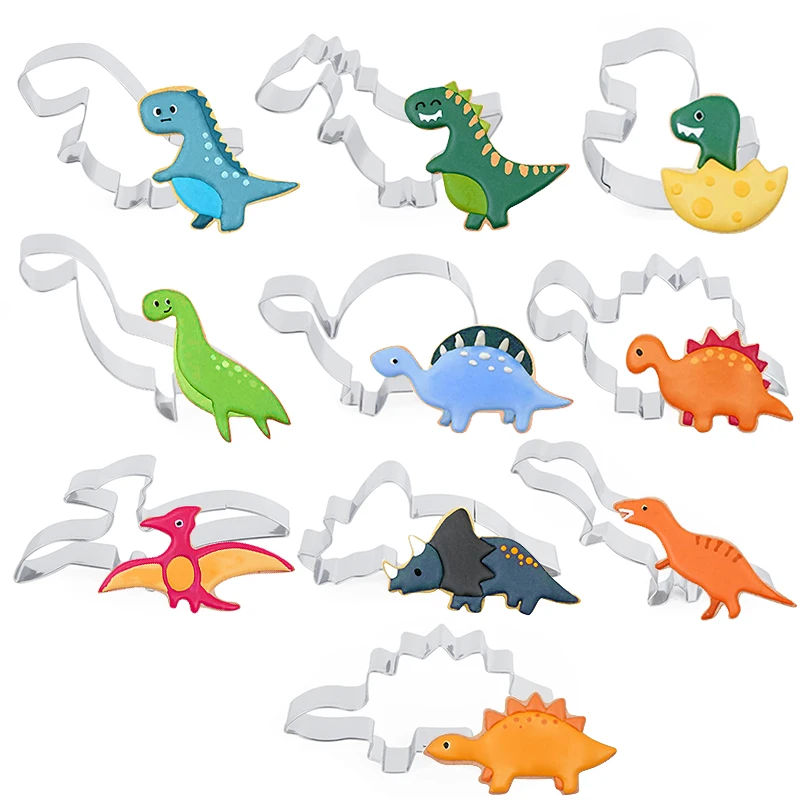 

Cartoon Dinosaur Cookie Cutter Mould Stainless Steel Animal Fondant Cake Baking Mold for Birthday Baby Shower Party Decor Tools
