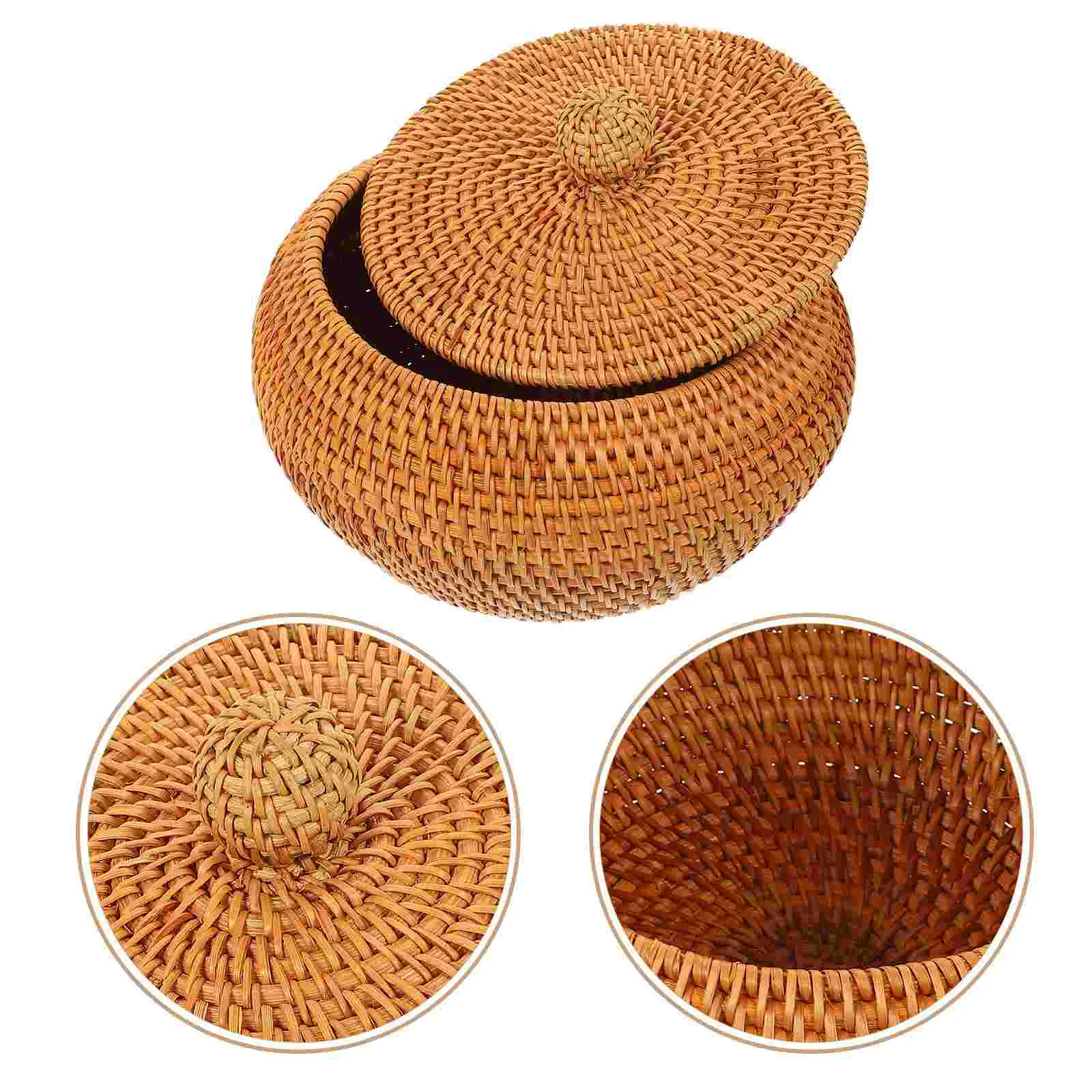 

Basket Storage Rattan Woven Box Baskets Fruit Bread Round Wicker Lidtray Jewelryseagrass Jar Tea Organizer Kitchen Sundriesboxes