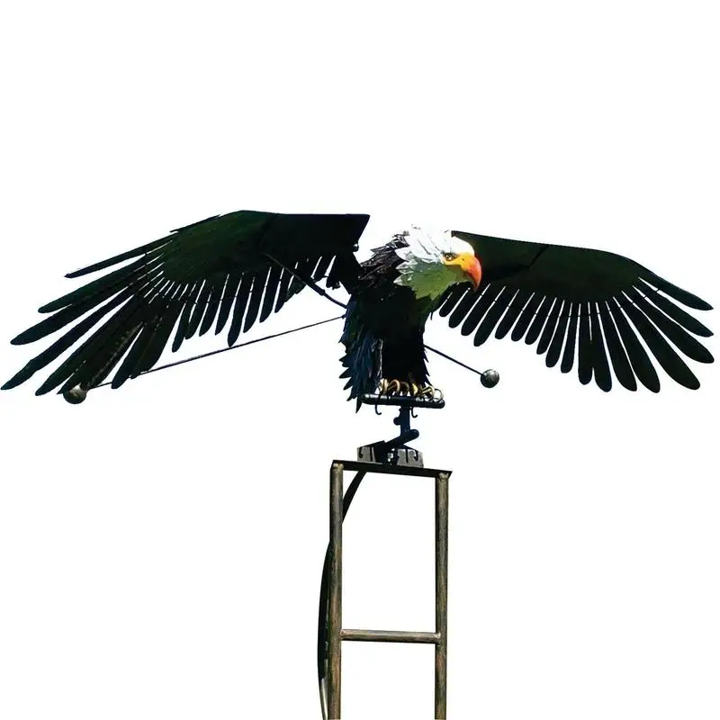 

Garden Art Bird Flapping Yard Metal Eagel Stake Rocking Wind Spinner Easy Installation Vivid Owl Yard Art For Gardens Parks