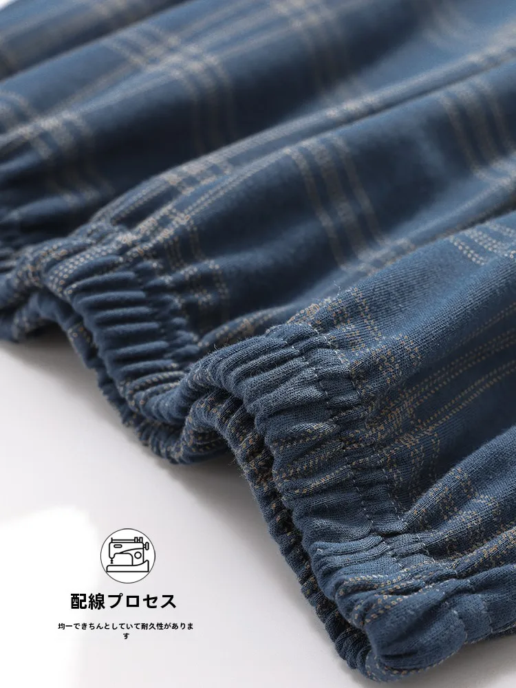 Langsha новые пижамные штаны мужские весенне-осенние брюки в клетку из чистого