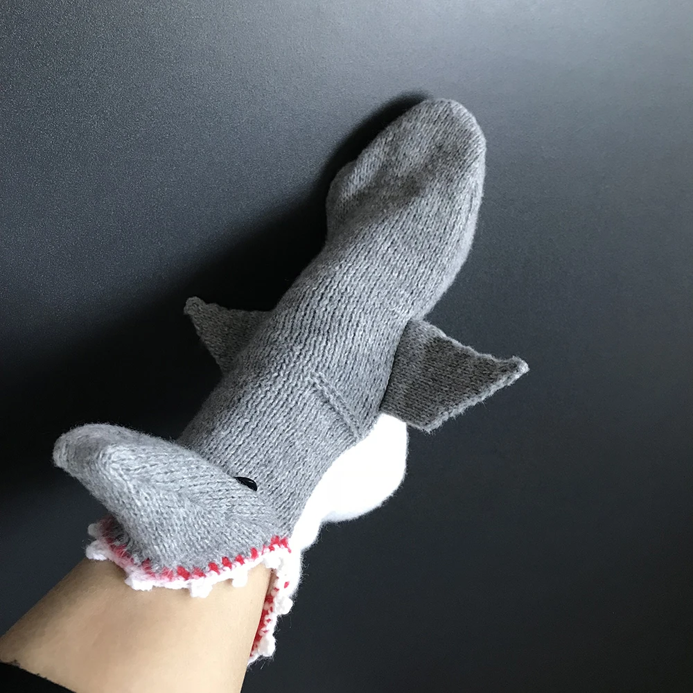 Christmas winter crocodile shark socks in creative red-billed gray shark floor socks warm middle tube wool socks
