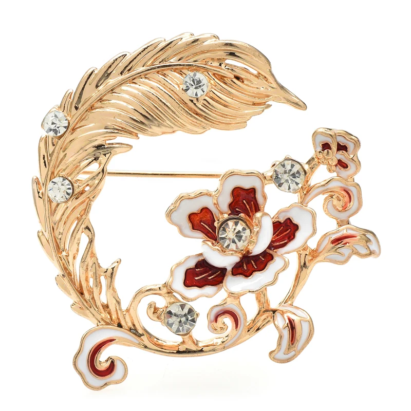 

Wuli&baby Beauty Feather Flower Brooches For Women Unisex 2-color Enamel Circle Flowers Party Office Brooch Pins Gifts