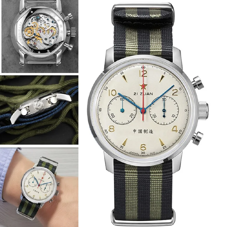 

42mm RED STAR Chronograph Men 1963 Seagull ST1901 Gooseneck Sapphire Pilot Mechanical Wristwatch Men Chinese Air Force Clock