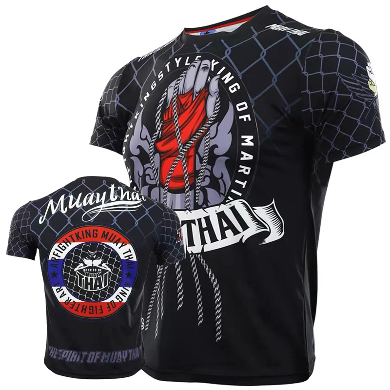 

New 3D Muay Thai Printing T Shirt For Men Children Fashion BJJ Sports T-shirts Unisex Gym Quick Dry Clothing VSZAP Short Sleeves