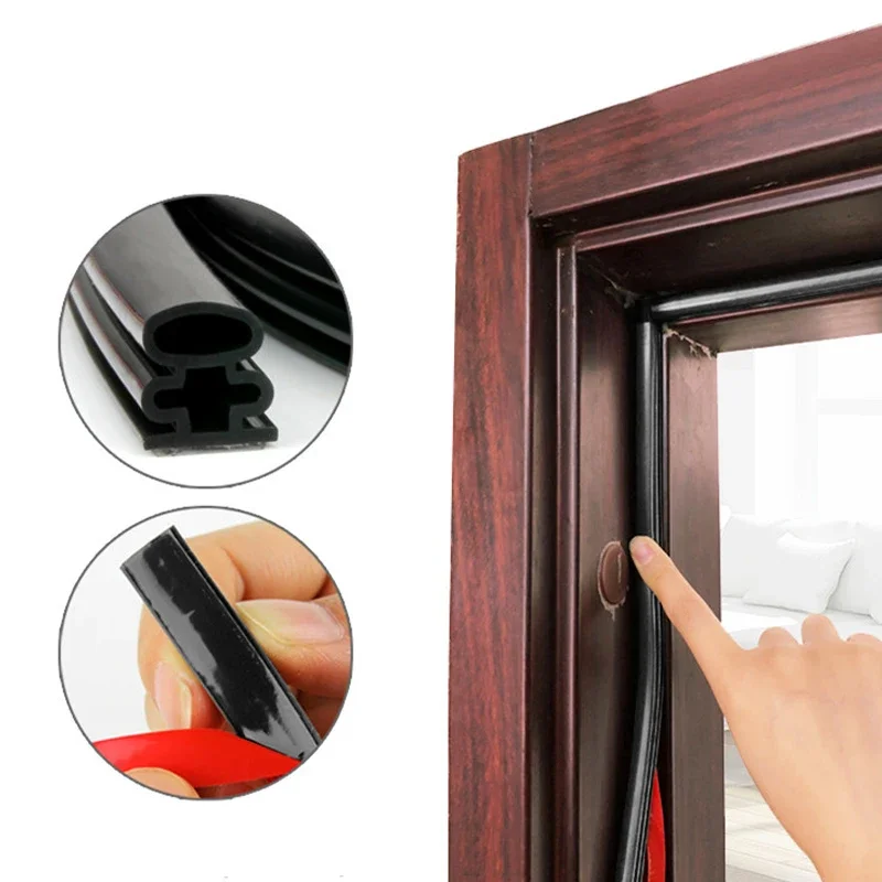 Силиконовая резиновая уплотнительная лента 6 м звукоизоляционная для дверей и