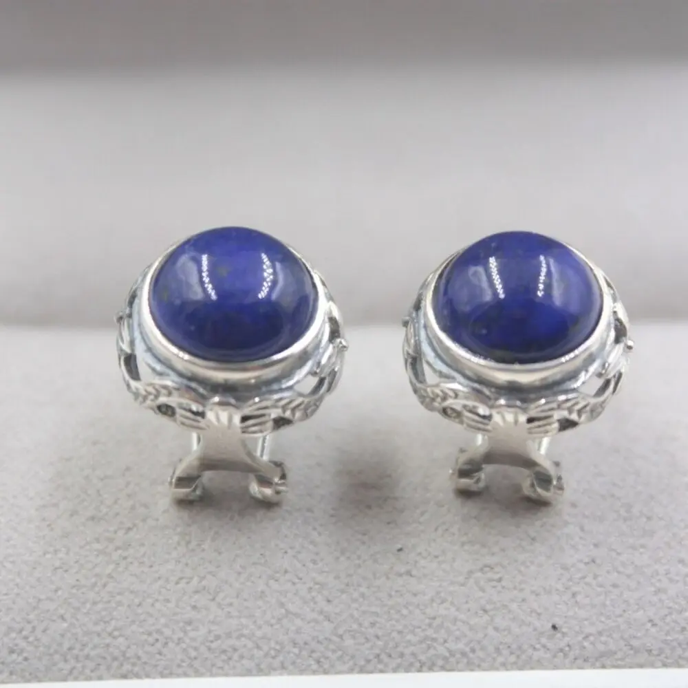 

Pure 925 Sterling Silver Stud Earrings Lapis Lazuli Stud Earrings
