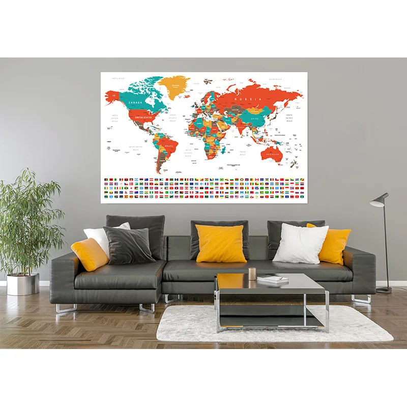 

Vinyl Photography Backdrops Props Physical Map of The World Vintage Wall Poster Home School Decoration Baby Background MP-18