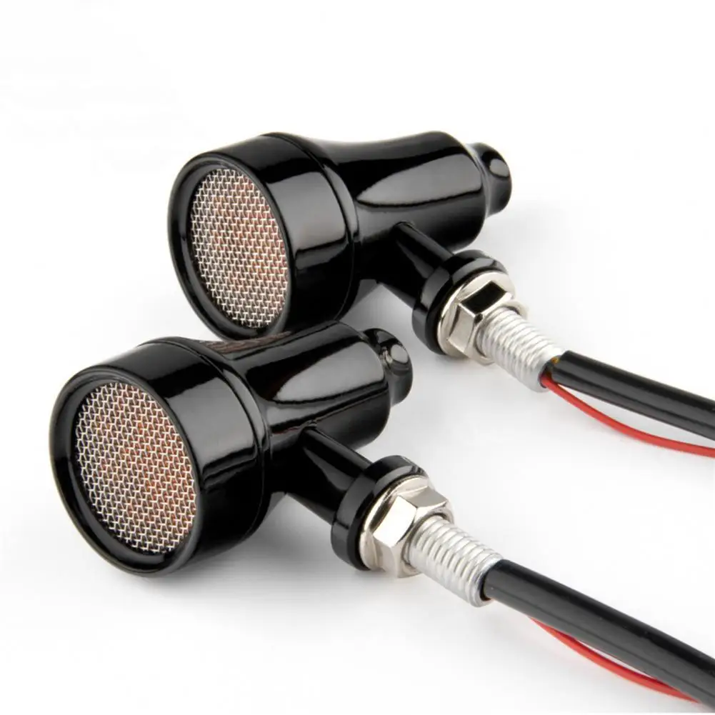 

Motorcycle Signal Light 1 Pair Universal Horn with Net Aluminum Alloy Motorcycle LED Amber Indicator Light Motorbike Parts