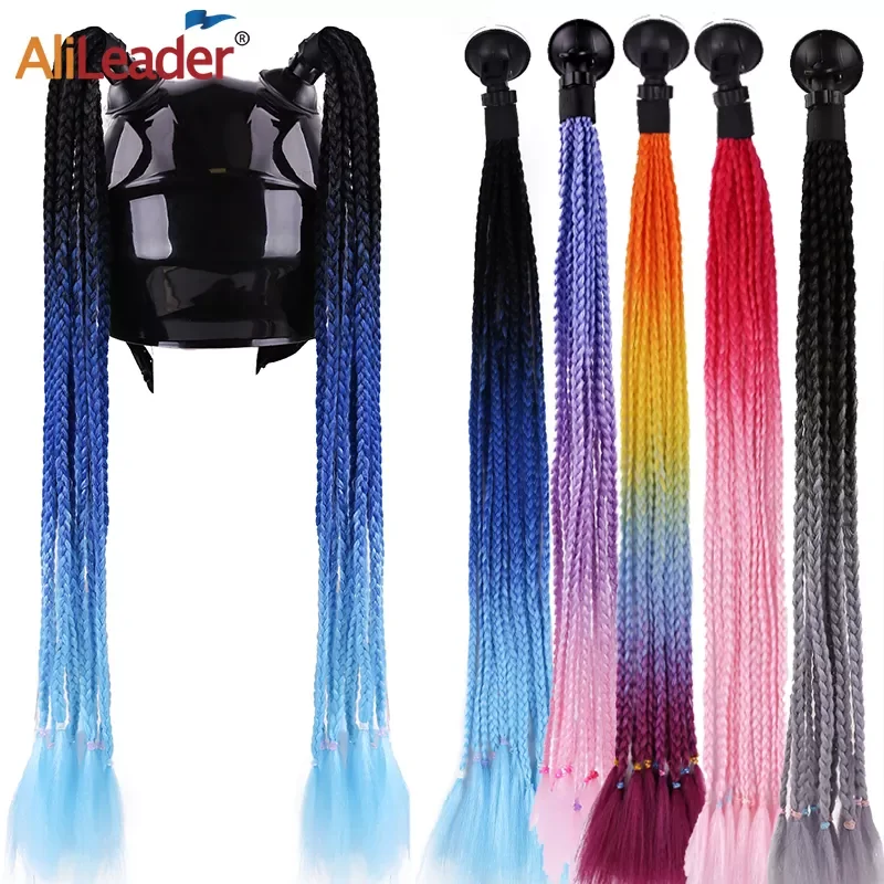 

NEW2023 Pigtails Helmet Braid Ponytail ombre Motorcycle Helmet Pigtails Braid Ponytail With Sucker For Women Helmet Pigtail Pony