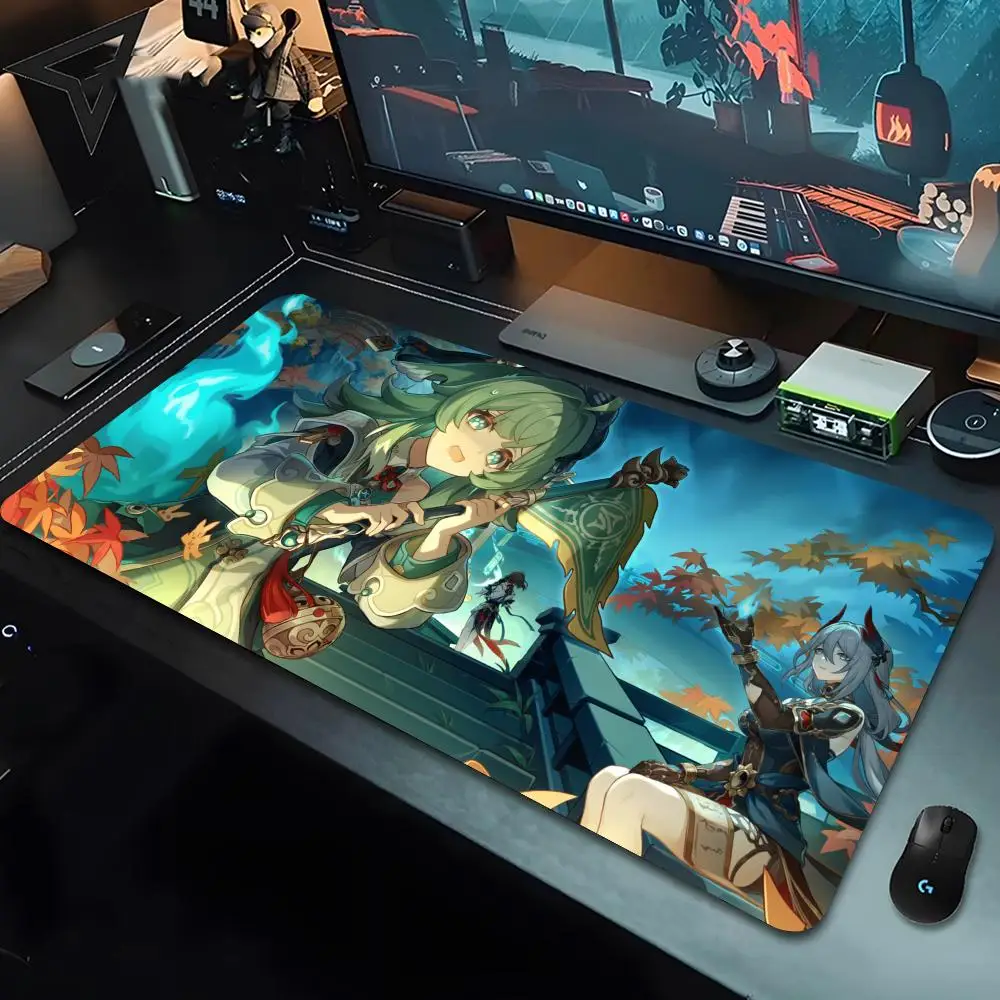 H-Honkai I-Impact Mouse Pad 80x40cm Cool XL Lockedge Office Computer Desk Mat Table Keyboard Big Laptop Cushion