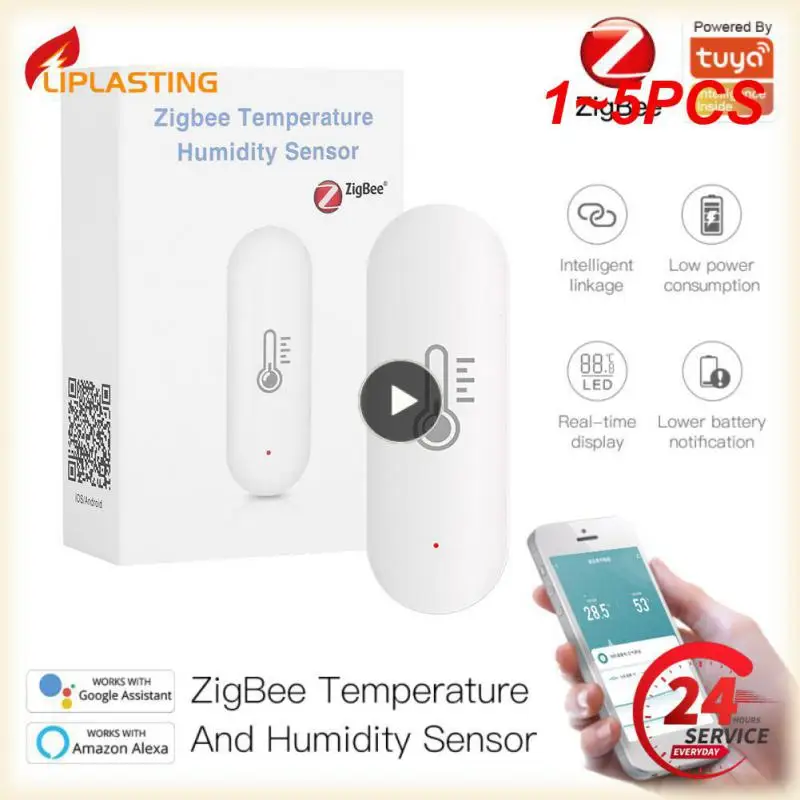 

Датчик влажности и температуры Tuya Wi-Fi 1 ~ 5 шт., умный Life APP монитор для умного дома, работает с Alexa Google Home, концентратор не требуется