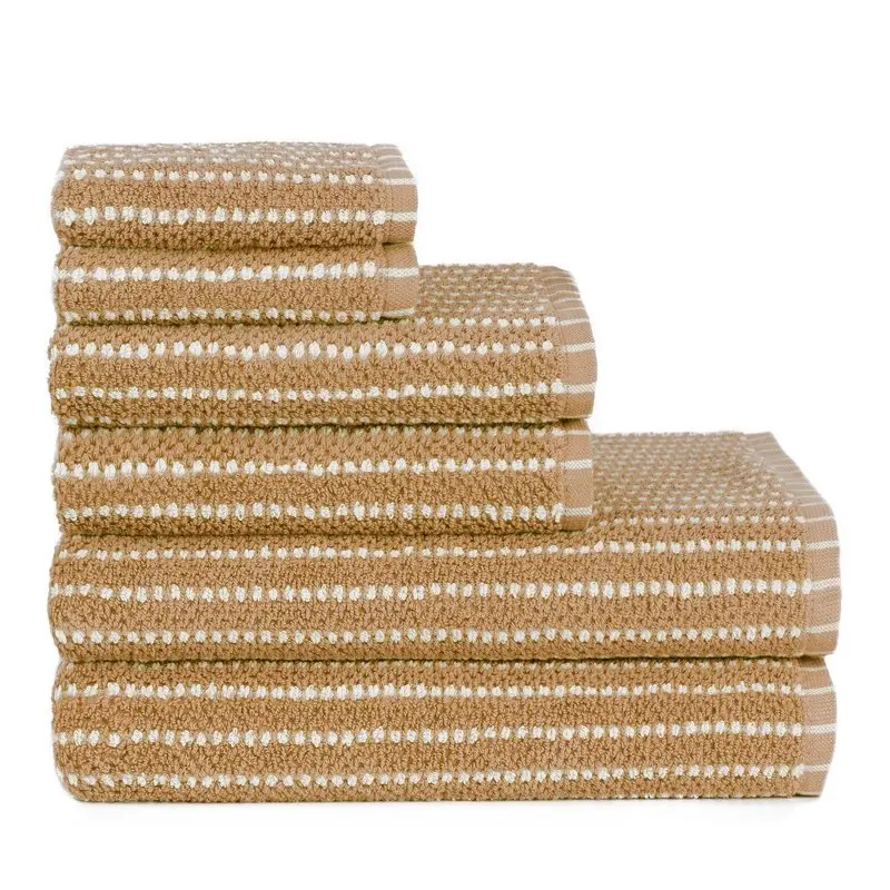 

McBee Textured Stripe 6 Piece Bath Towel Set in Tan Car wash clean towel Cars Auto Detailing