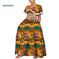 bazin riche long party evening dresses women african peter pan dresses for women african clothing print tassel dresses wy3997