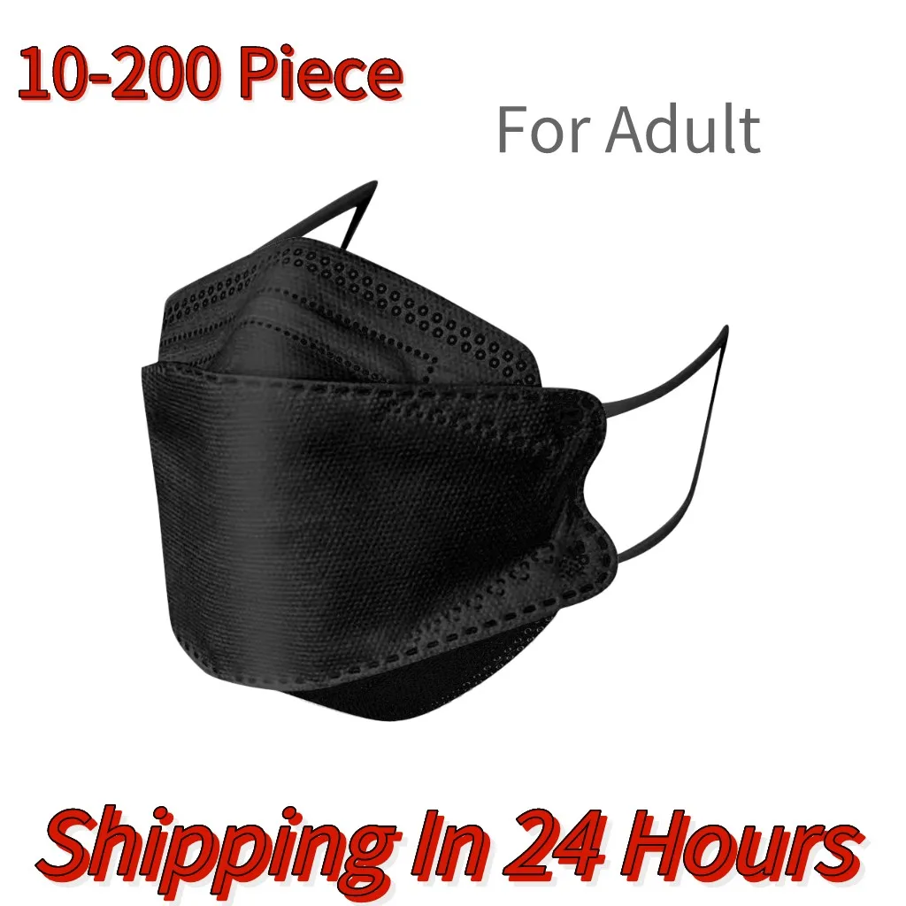 

200 шт. для взрослых, черная одноразовая Защитная ткань, 4-слойный 3D шарф в виде рыбы, маскарилья, мондера, женская маска для косплея на Хэллоуи...