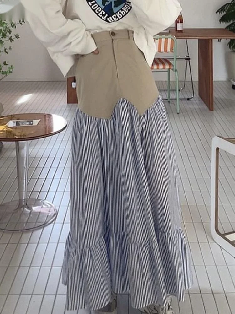 

Женская клетчатая юбка на одной пуговице, юбка до середины икры контрастных цветов с высокой талией, в стиле пэчворк, лето 2023