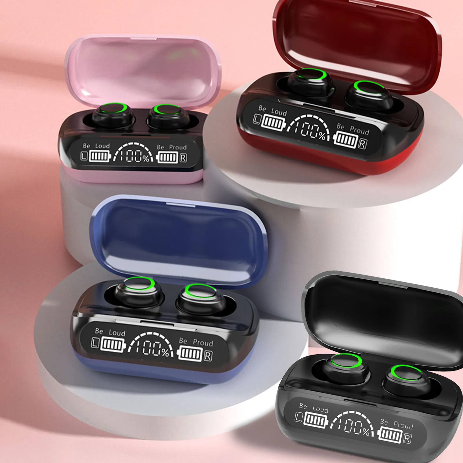 

Bluetoothes 5.1 Wireless Earbuds Fidelity Sound Quality Wireless Charging Case LED Display For Sports Running Workout