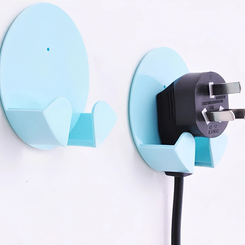 

2Pcs Wall Storage Hook Punch-free Power Plug Socket Holder Kitchen Hook Wall Strong Self Adhesive Hanger Bathroom Towel Hook