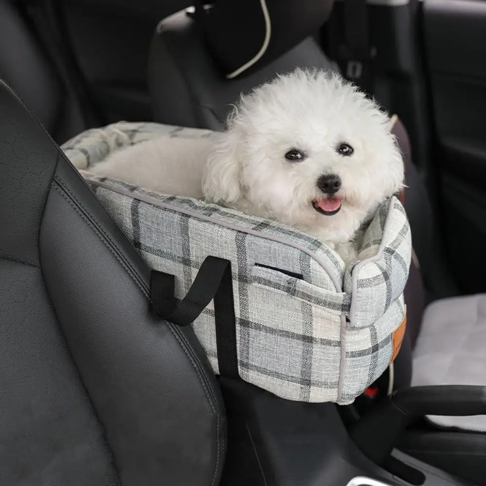 

1pcs Car Safety Central Control Carrier Bag With Adjustable Straps Portable Soft Comfortable Pet Bed Basket