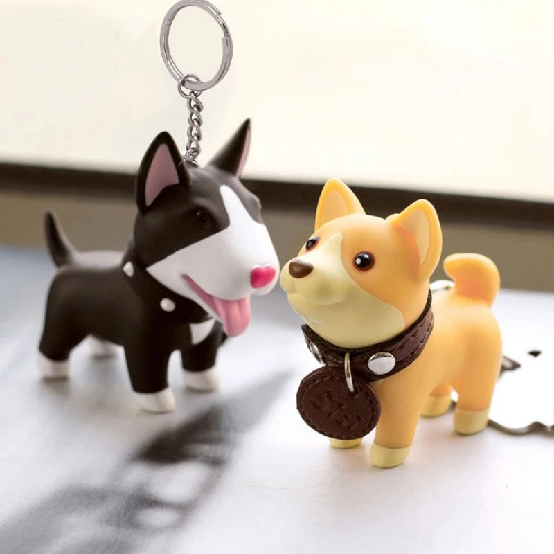 

1PC Cute Dog Keychain Figure PVC Doll Toys Key Ring Holder Shiba Inu Bull Terrier Excellent Gift for Car Accessories