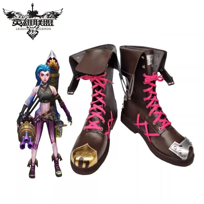 

Обувь для косплея из игры «Лига Легенд» Jinx, кожаные ботинки, аксессуары для героев аниме «LOL», для Хэллоуина, карнавала, выступления