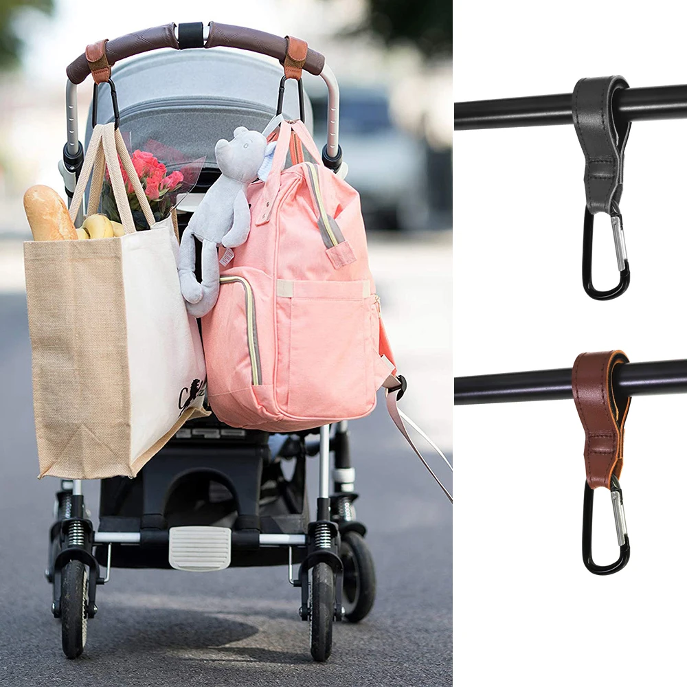 

Baby Stroller Hook Pram Rotate 360 Degree Rotatable Velcro Cart Organizer Pram Handbags Hook PU Leather Alloy Stroller Accessori