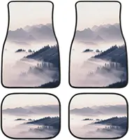 Misty Landscape Mountains Art Car Mats Universal Drive Seat Carpet Vehicle Interior Protector Mats Funny Designs All-Weather Mat