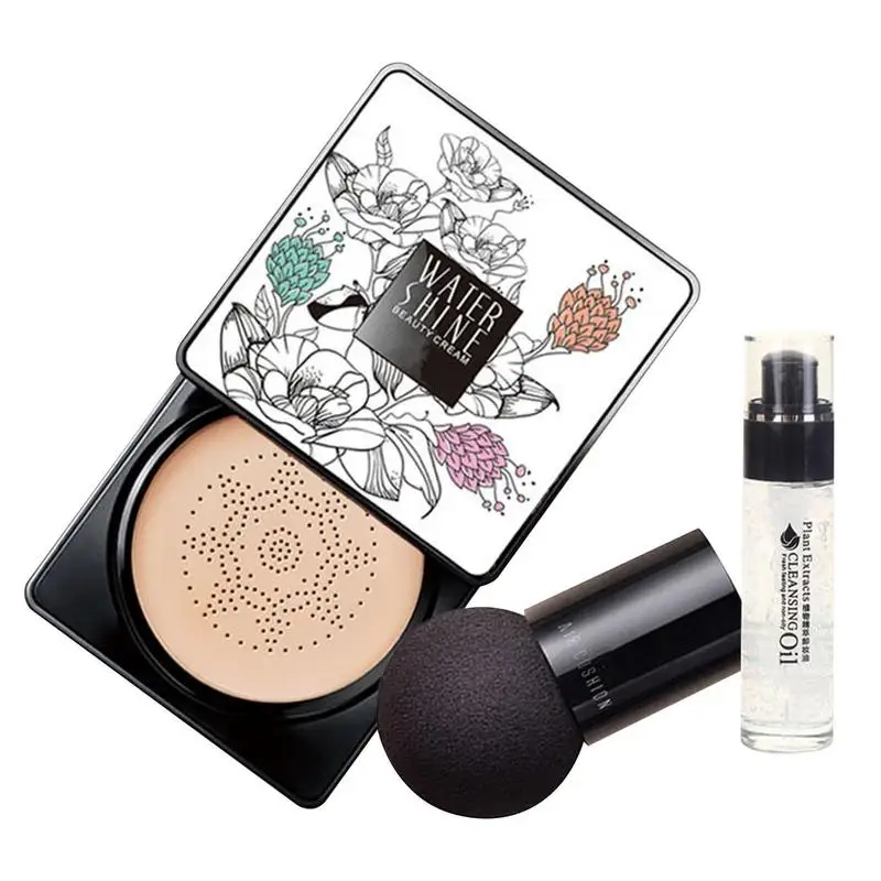 

Mushroom Head Air Cushion CC Cream Makeup Moisturizing CC Cream Cushion Foundation Even Skin Tone Makeup Set With Sponge And