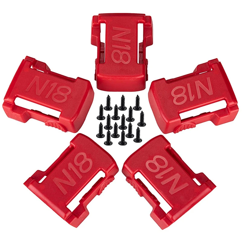 

5 Pack Battery Holder For M18 Battery Mounts/Hanger/Dock Holder Fit For 48-11-1820 48-11-1850 48-11-1860 48-11-1815