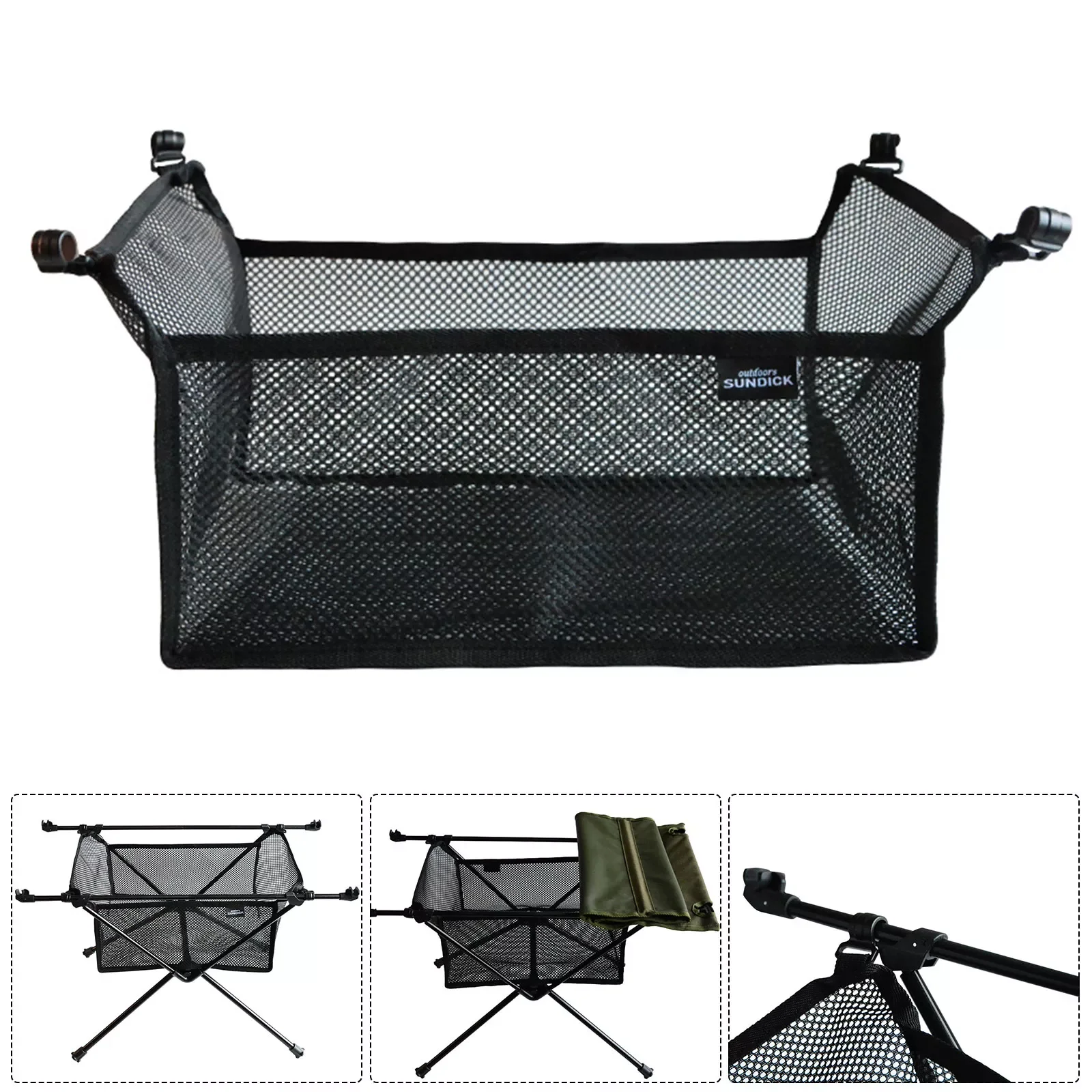 

Folding Table Net Bag Fine-Knitted Thick Net Storage Bag under Desk Lightweight Desk Bag Holder for BBQ Camping Fishing