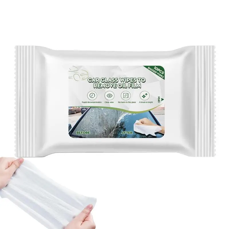

Glass Cleaner Wipes For Car 10PCS Window Stain Cleaner Strongly Decontaminated Window Cleaning Supplies To Remove Rain Stains