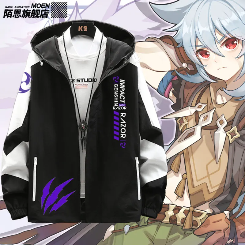 

Anime Game Genshin Impact Razor Cosplay Spring Autumn Unisex Casual Hoodie Zipper Hooded Sweatshirt Fashion Windbreaker Coat