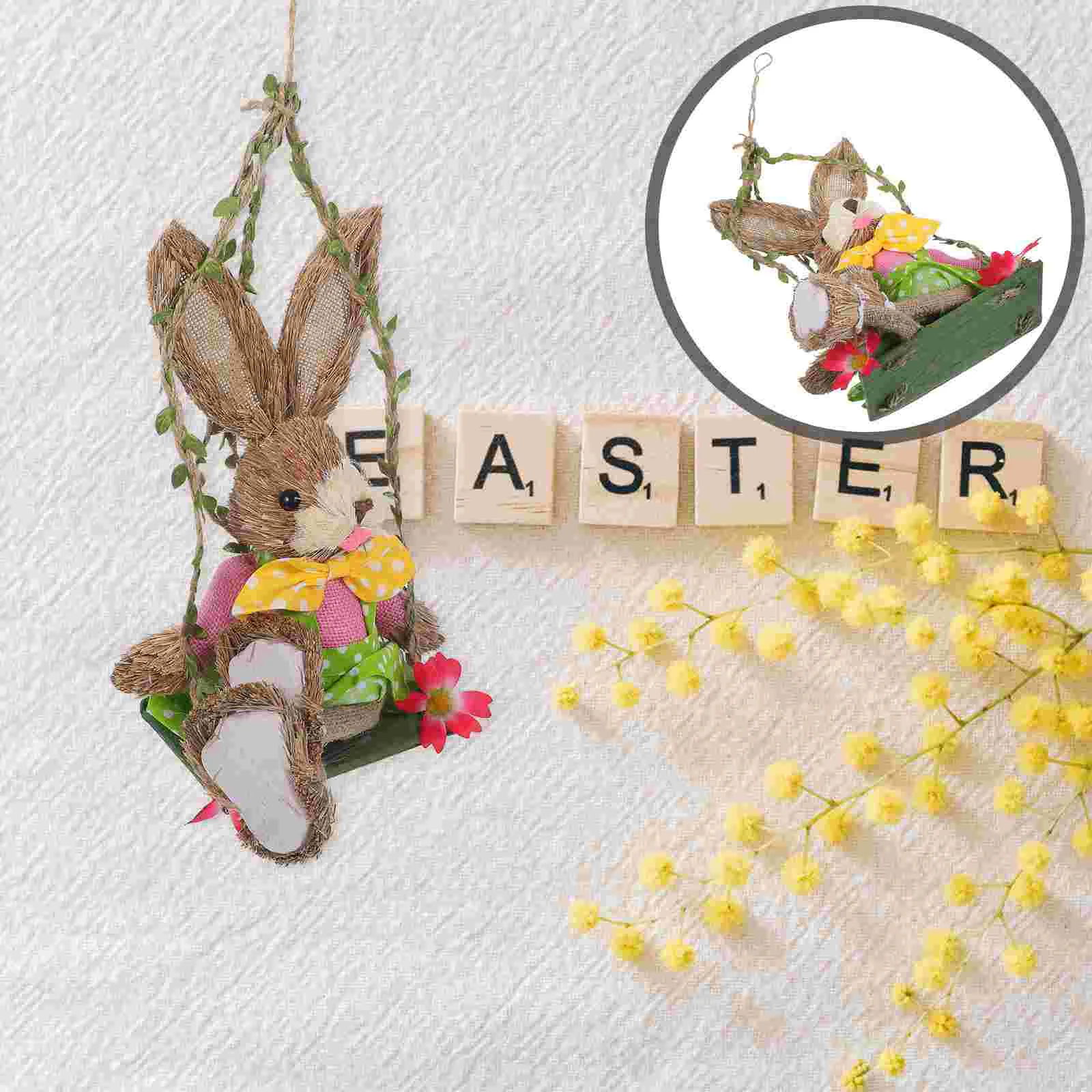 

Straw Bunny Ornament Home Accessories Weaving Animals Rabbit Statue Festival Decor Rabbit Ornament Bunny Decor Spring Home Decor