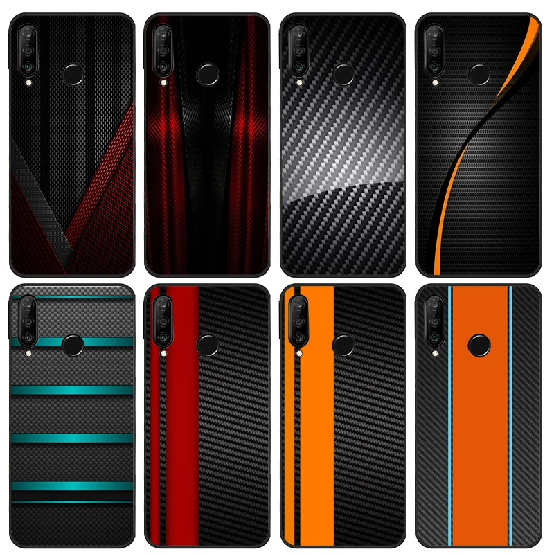 Автомобильный чехол из углеродного волокна с рисунком для Huawei P40 P30 Lite P20 P60 Pro Nova 9 SE
