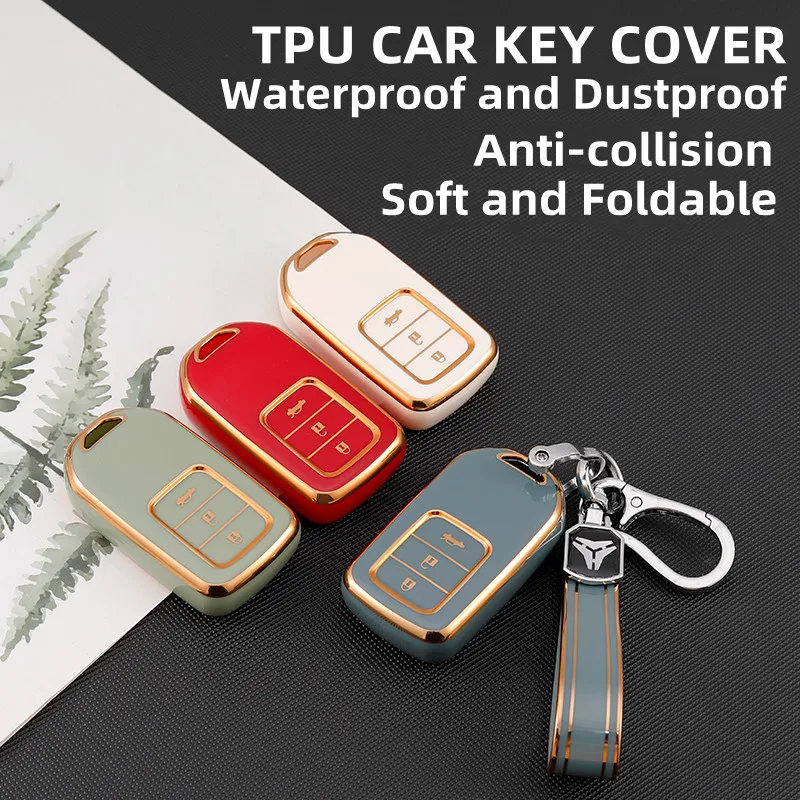 

New TPU Car Key Cover Shell Bag Protector Case Holder For Honda Pilot Passport CRV Civic Accord Smart Key 2 Button