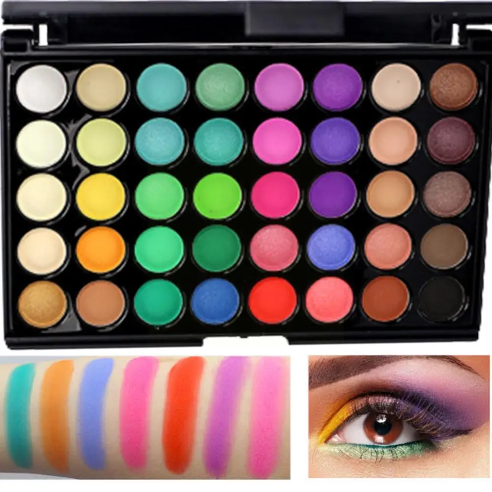 40 Colors Eyeshadow Palette Matte Glitter Eye Shadow Paleta Not With Sombras Brush Long Lasting De Smudge Cosmetic Makeup N C1B0