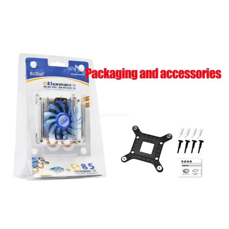 Кулер для процессора S85 тихий охлаждающий вентилятор с ШИМ 2 тепловые трубки